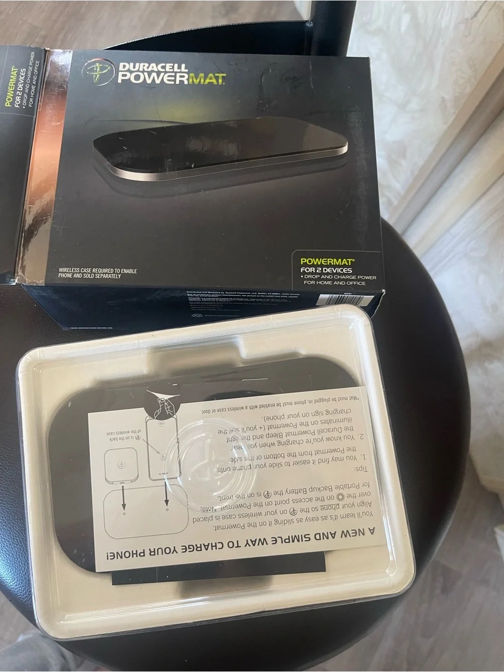 Duracell dual PowerMat Wireless Charging Pad - Black new